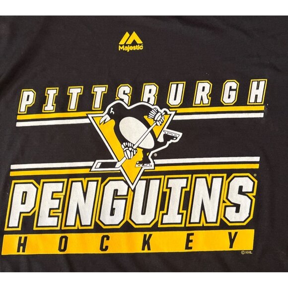 Pittsburgh Penguins NHL Majestic Cool Base Evolution Tee 2XL Black Polyester - Picture 2 of 6